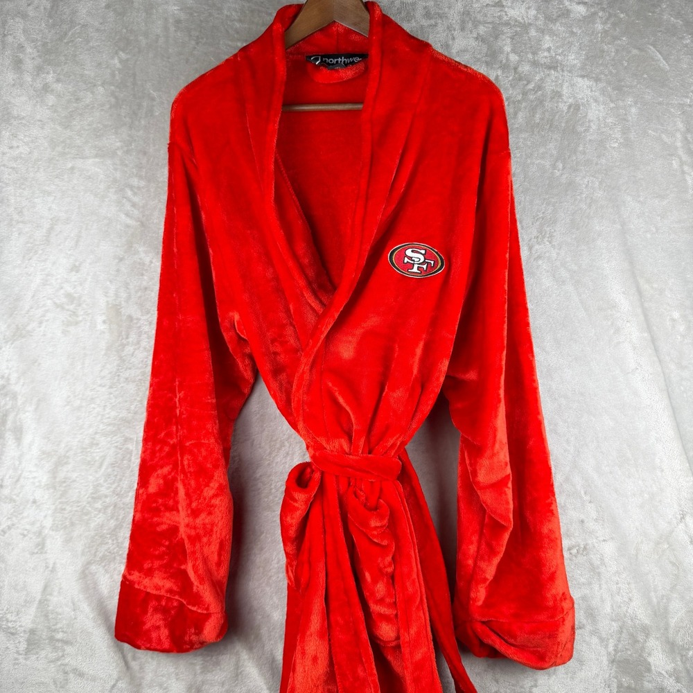 Northwest San Francisco 49ers Plush Red Robe L/XL NFL Fan Gear Shawl Collar
